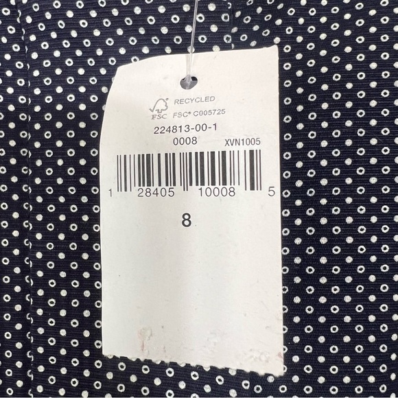 GAP Linen Blend A-Line Dress Polka Dot Pockets Sz 8 Academia Navy Retro Modest - Picture 9 of 11
